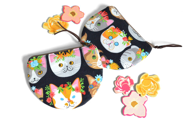 Flower Crown Cats Round Coin Purse