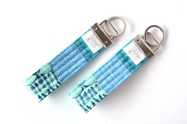 Blue Patchwork Keychain