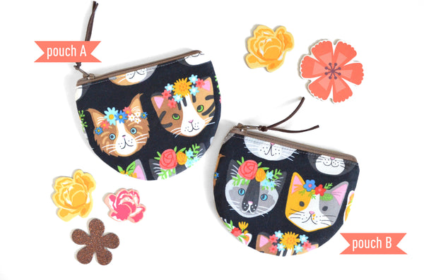 Flower Crown Cats Round Coin Purse