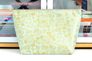 Rifle Paper Co Mint & Gold Floral Jumbo Toiletry Bag